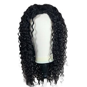 Isee Natural Black Water Wave Human Hair Glueless 26 Inch Half Wig